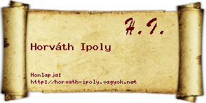 Horváth Ipoly névjegykártya